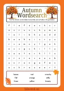 Autumn Word Search Puzzle