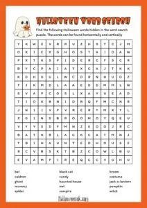 Halloween word search orange