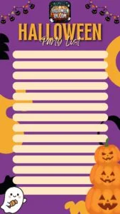 Purple and Orange Halloween Party list