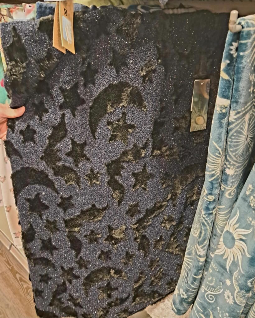 Halloween blanket with stars and moon and bats